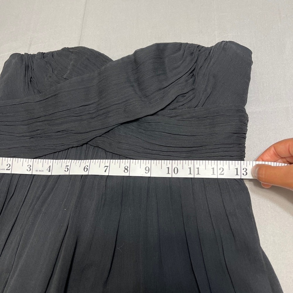 J.Crew Silk Black Strapless Maxi Dress Ruched Empire Waist Y2K Gothic Party Sz 0 - Picture 7 of 8